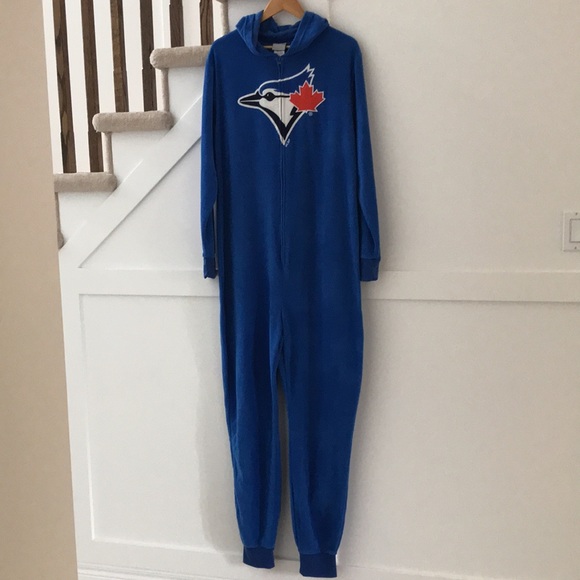 MLB Toronto Blue Jays Baseball Men’s Fleece Onesie PJ Lounge Size L - Picture 2 of 10